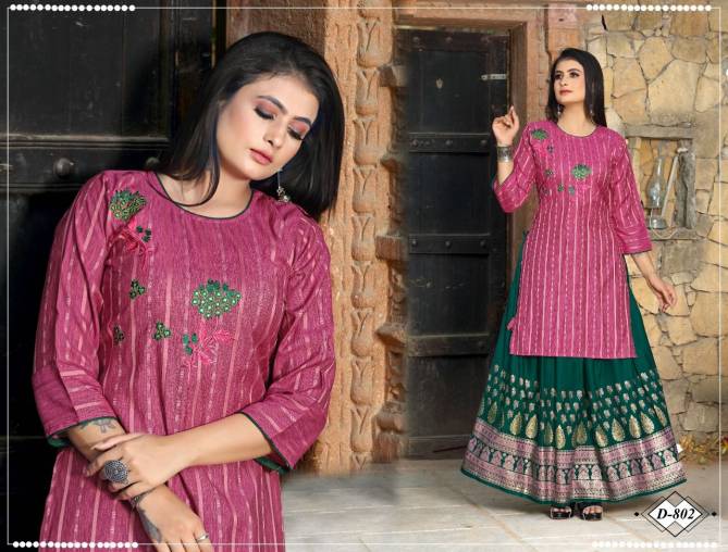 Beauty Qurrn  Heavy Ethnic Wear Rayon Printed Kurti With Skirt Collection